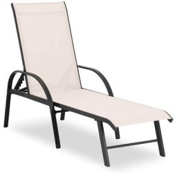 Chaise Longue De Jardin Transat Bain Soleil Plage Piscine Cadre Aluminium Beige - Beige