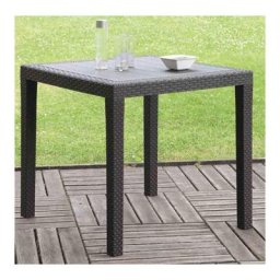 Ac-déco - Table de jardin carré King en plastique effet rotin - Gris anthracite - l 79 x l 79 x h
