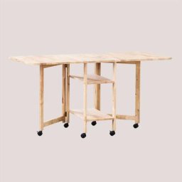 Sklum - Table pliante rectangulaire en bois (155x60 cm) Arlan Bois Naturel Bois Naturel