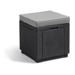 Keter - Pouf de rangement Cube avec coussin Graphite Graphite