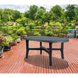 Table ovale modulable, Made in Italy, 165 x 110 x 72 cm, Couleur verte - Dmora