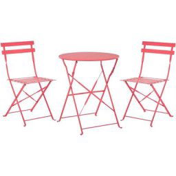 Beliani - Salon de Jardin Bistrot Table et 2 Chaises en Acier Rouge Pliable avec Patins Fiori