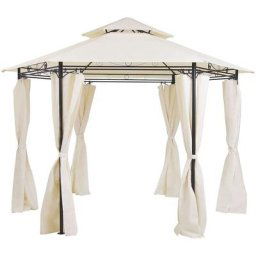 Beliani - Tonnelle Pavillon de Jardin Hexagonal Beige avec Rideaux Pratiques et Structure en Acier