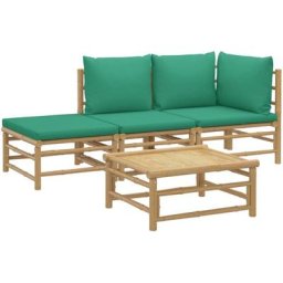 Salon de jardin 4 pcs avec coussins vert bambou Vidaxl n/a