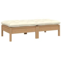 Canapé 2 places de jardin et coussins crème Bois de pin solide vidaXL - marron miel