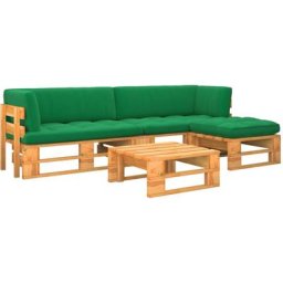 Salon de jardin palette 4 pcs Pin imprégné de marron miel Vidaxl Vert
