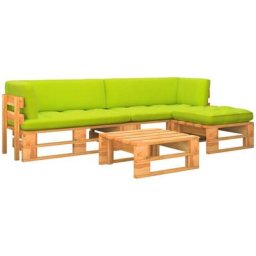 Salon de jardin palette 4 pcs Pin imprégné de marron miel Vidaxl Vert vif