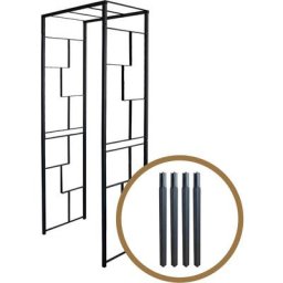 Kit arche de jardin Linéale en acier anthracite tubes carrés petit modèle + 4 supports poteaux à