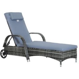Transat bain de soleil grand confort : matelas, têtière, inclinaison réglable multipositions,