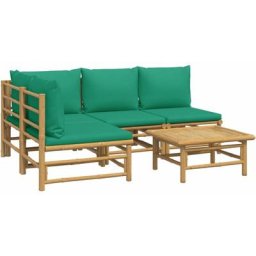 Salon de jardin 5 pcs avec coussins vert bambou Vidaxl n/a