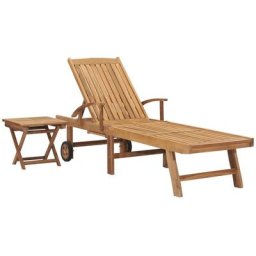 Chaise longue avec table Bois de teck solide Vidaxl n/a