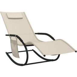 Chaise longue à bascule Crème Acier et textilène Vidaxl Crème