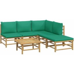 Salon de jardin 6 pcs avec coussins vert bambou Vidaxl n/a