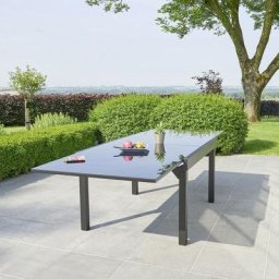 Table de jardin en aluminium noir extensible 8/12 pers. - Noir