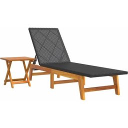 Chaise longue avec table Résine tressée et bois massif d'acacia Vidaxl n/a