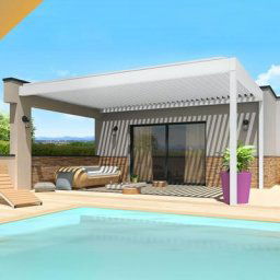 Pergola Bioclimatique SPINELLE 4,50x6,037 M Verins à Télécommande ( - Blanc) - Blanc
