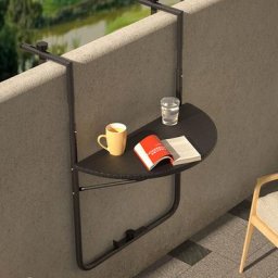 Bakaji - Table pliante pour balcons d'extérieur en métal et polyrotan noir