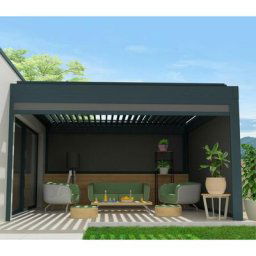 Coffre à coulisses pour pergola spinelle 2,50x2,50 m (Motorisé à Télécommande - Gris Anthracite