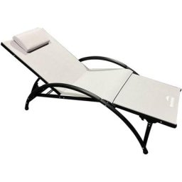Bain de soleil - transat pliable dossier réglable multipositions - aluminium et polyester - gris