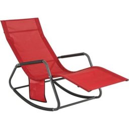 Sobuy - OGS47-R Fauteuil à Bascule Transat de Relaxation Chaise Longue Bain de Soleil Rocking Chair