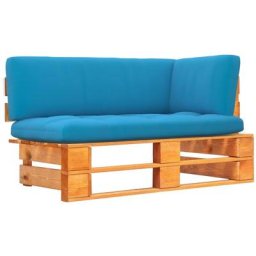 Canapé d'angle palette de jardin Marron miel Bois pin imprégné Vidaxl Bleu