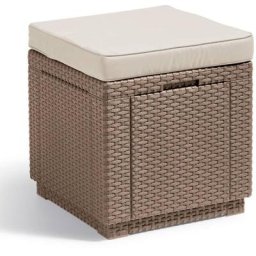 Keter - Pouf de rangement Cube avec coussin Cappuccino Cappuccino