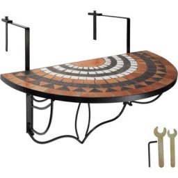 Tectake - Table de balcon rabattable 75 x 65 x 62 cm - table de jardin, table de terrasse, table à
