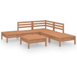 Salon de jardin 6 pcs Bois de pin massif Marron miel Vidaxl marron miel