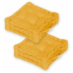 Deco Arts - Coussin de sol lot de 2 - 40 x 40 cm Jaune Miel