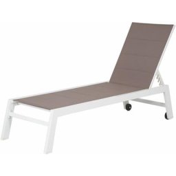Bain de soleil barbados en textilène taupe - aluminium blanc - Marron
