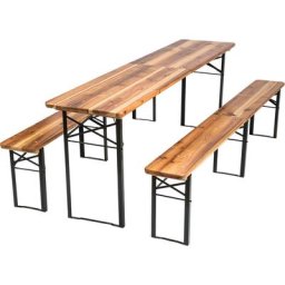 Table de jardin pliante 219 x 50,5 x 77,5 cm avec bancs - table de camping, table de réception,