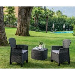 Dmora - Set salon d'extérieur Napoli, Salon de jardin composé de 2 fauteuils et 1 table conteneur,