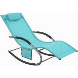 Fauteuil à bascule Chaise longue Transat de jardin avec repose-pieds et 1 pochette latérale, Bain