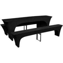 Housses de table et bancs Extensibles 3 pcs Noir 220x50x80 cm Vidaxl Noir