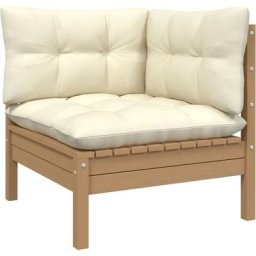 Canapé d'angle de jardin avec coussins Marron miel Bois de pin Vidaxl marron miel