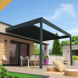 Pergola Bioclimatique opale 5,00x5,213 m Motorisé à Télécommande ( - Gris Anthracite) - Gris