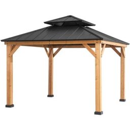 Tonnelle en cèdre paps en noir - 335cm x 335cm