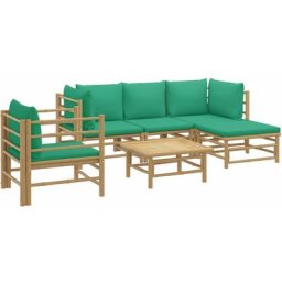 Salon de jardin 6 pcs avec coussins vert bambou Vidaxl n/a
