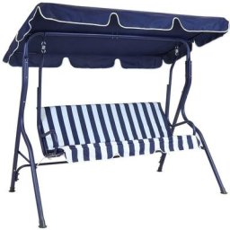 Bakaji - Balançoire de jardin 3 places en acier + auvent bleu Blanc