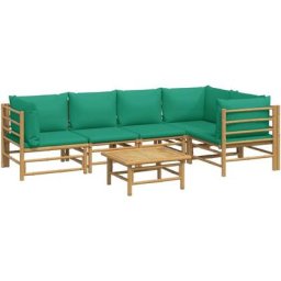 Salon de jardin 6 pcs avec coussins vert bambou Vidaxl n/a