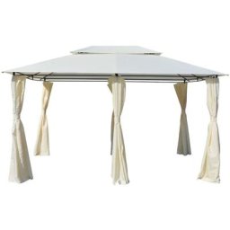 Tonnelle de Jardin Tente de réception - Rapide à Installer avec rideaux 4 x 3 m Blanc BV208990