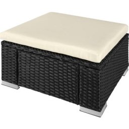 Tectake - Pouf en résine tressée - tabouret de jardin, repose-pied d´extérieur, meuble de jardin