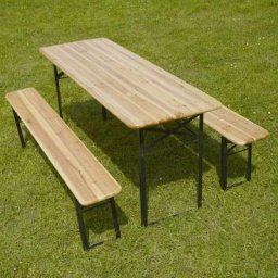 Set Brasserie table et banc 216 cm - Lot de 10 - Marron