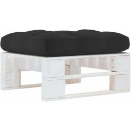 Pouf palette de jardin Bois de pin imprégné de blanc Vidaxl Noir