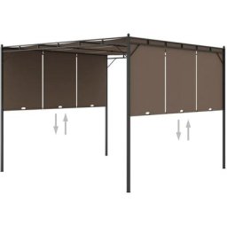 Vidaxl - Belvédère de jardin avec rideau latéral 3x3x2,25 m Taupe n/a