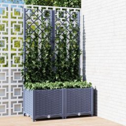 Jardinière de jardin - Balconnière à fleurs avec treillis Gris foncé 80x40x136 cm PP BV428327