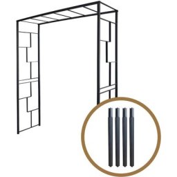 Kit arche de jardin Linéale en acier anthracite tubes carrés grand modèle + 4 supports poteaux à