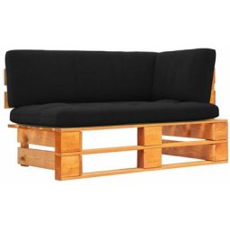 Canapé d'angle palette de jardin Marron miel Bois pin imprégné Vidaxl Noir
