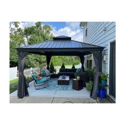 Purple Leaf - Tonnelle de Jardin 3 x 3.65 m Tonnelle Aluminum avec Moustiquaire et Rideaux Pavillon