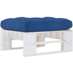 Pouf palette de jardin Bois de pin imprégné de blanc Vidaxl Bleu royal